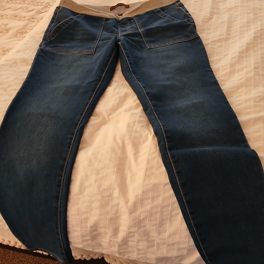No Boundaries Dark Blue Jeggings with Gr Waistband